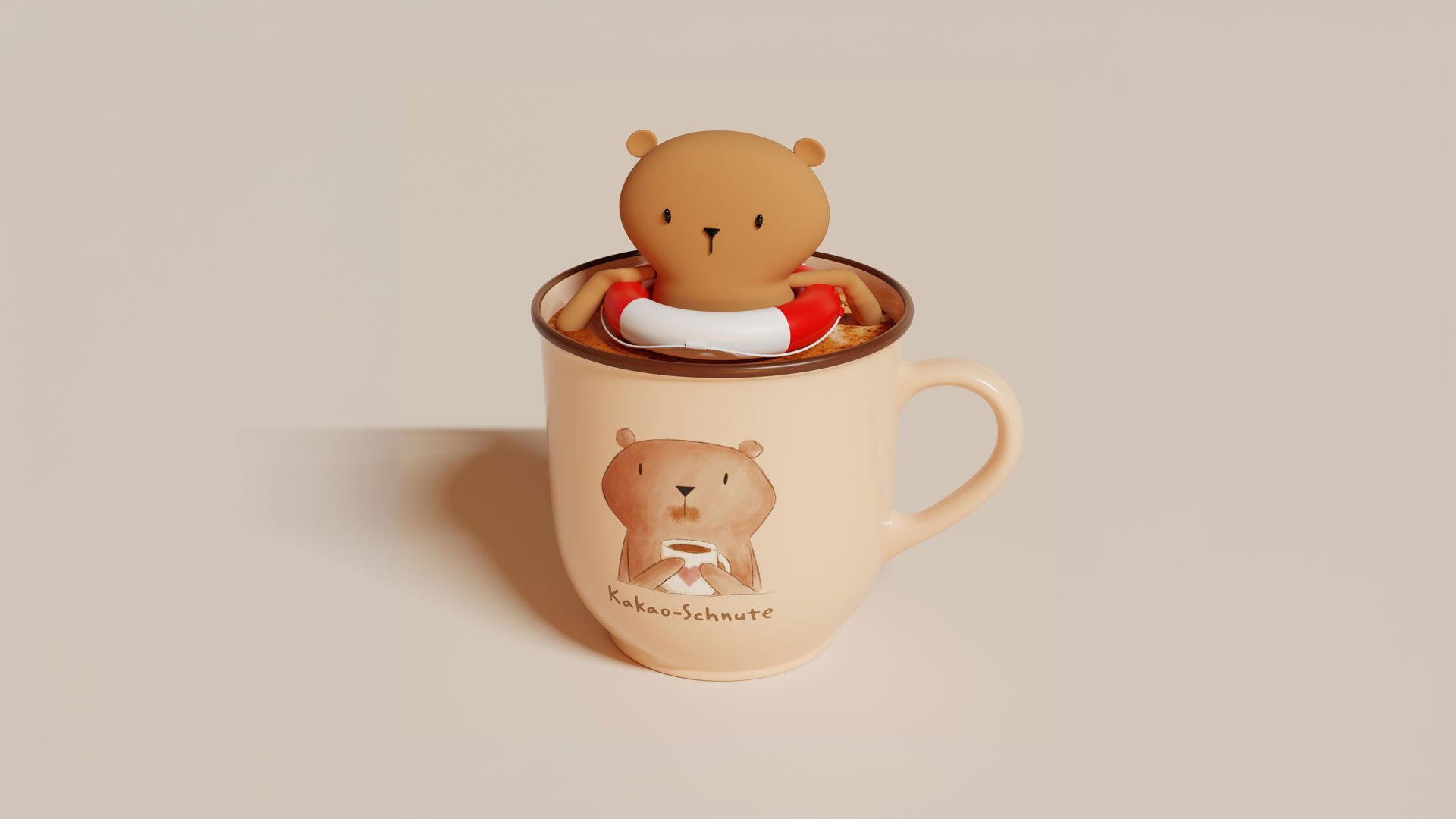 Mister O’Lui in der Kakaotasse als 3-D Grafik