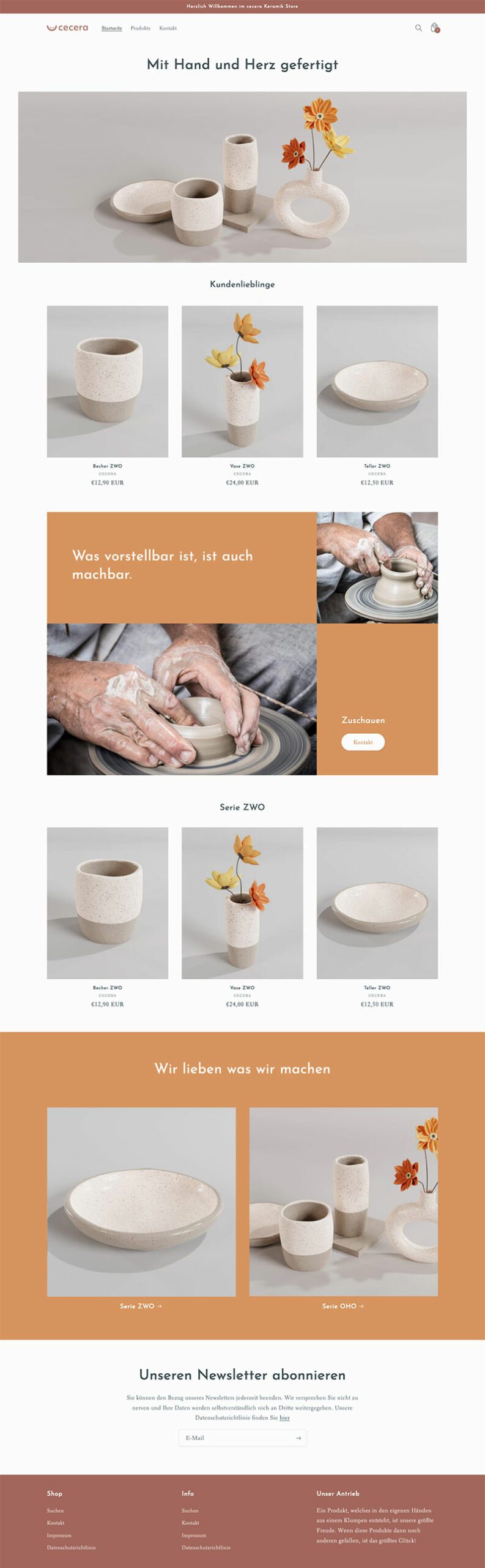 Screenshot Shopify-Onlinestore cecera Keramik